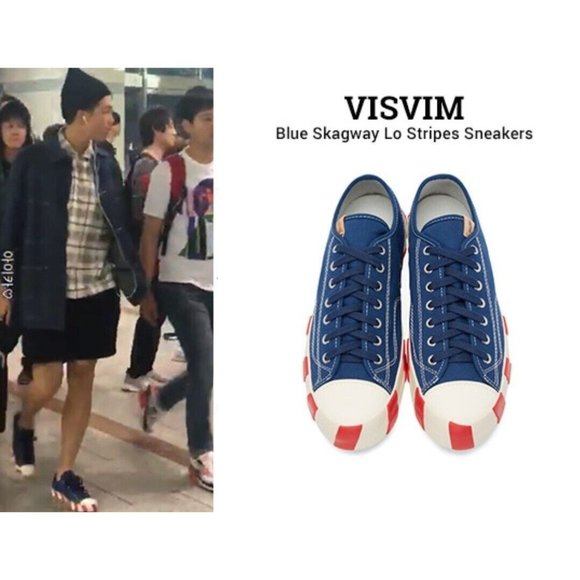 VISVIM Blue Skagway Lo Stripes Sneakers BTS Multicolor Men's Size 12 - Picture 2 of 10